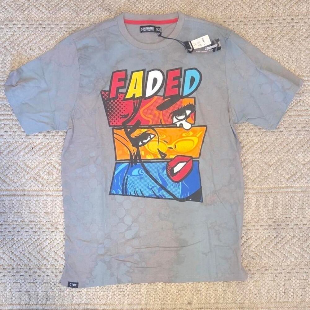 Contender “FADED” Graphic Tee Grey Size XL NWT